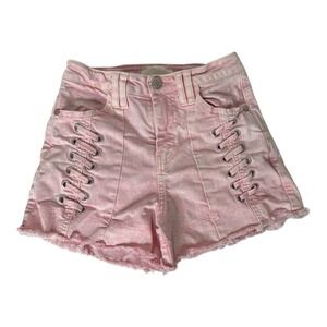 Habitual Kids‎ Pink Acid Wash High Waist Fringe Hem Girls 10 Shorts